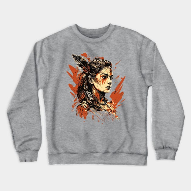 Native Indian Warrior Crewneck Sweatshirt by Wintrly